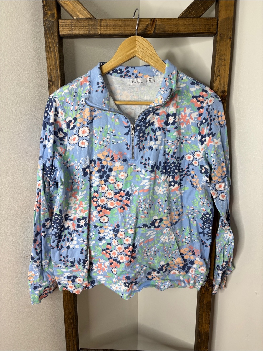 Kim Rogers Floral Quarter Zip Pullover PM